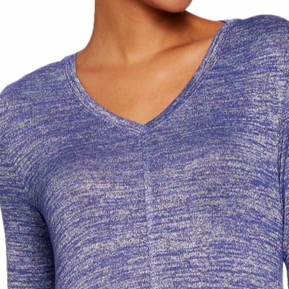 LOGO By Lori Goldstein Tunic Size Small Purple Long Sleeves Knit - Picture 2 of 13